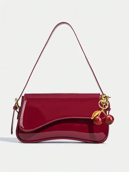 Women's Vintage Minimalist Wine Red Square Bag, Classic Crocodile-Pattern PU Leather Flap Embellished Crossbody Shoulder Bag, Versatile for Commuting and Parties, Casual Crossbody Bag, Crossbody Handbag, Casual Fashion Bag
