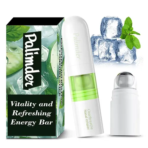 Palimder Mint Nasal Stick  with Peppermint Oil - Drug-Free Portable Nasal Inhaler for Sinus Relief & Mental Clarity Soothing Aromatherapy Stick for Adults & Students 1 Count Anti-fatigue anti-itching and mosquito bite prevention