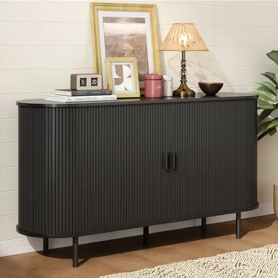 【DealsforYou】ONBRILL 40/55'' Fluted Sideboard Storage Cabinet With Doors And Shelves - Credenza Storage Cabinet For Office, Bedroom Storage Cabinet, Hallway Storage Cabinet, Console Storage Cabinet