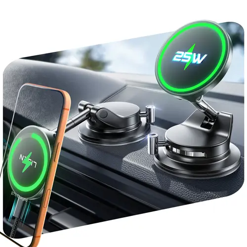 【DealsForYouDays】LISEN Vacuum Magnetic Phone Charger, [SuctionPro] 25W Wireless Car Charger, Suction Cup Phone Holder,360° Vacuum Magnetic Phone Holder for iPhone 17 Pro Max Air 17-12,Samsung S25 with MagSafe Case