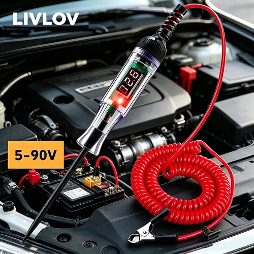 LED Automotive Circuit Tester - 5-90V Low DC Voltage Check Tool, Diagnostic Tool with LED Light, Hard Steel Probe, User-Friendly Design for Precise Testing in Professional Car Repair