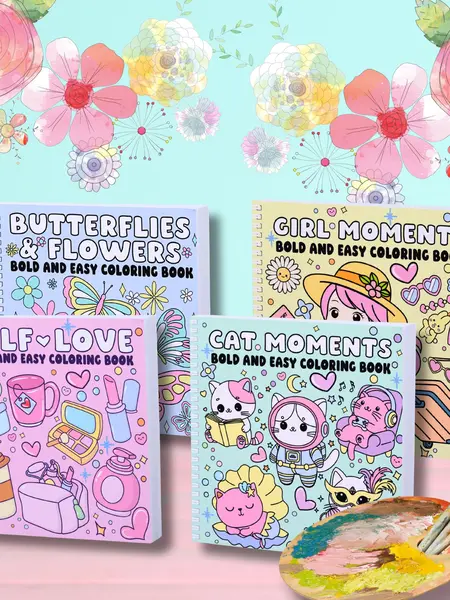 Easy, Entertaining Spiral-Bound Hardcover Coloring Book for Creative Kids, Children's Book, Childrens Book