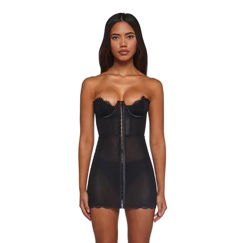 Captivating Gazes Slip Dress - Black