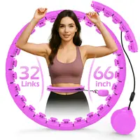 Weighted exercise hoop with 32 links (66 inches), sweet weight ball, suitable for adults Sports and fitness