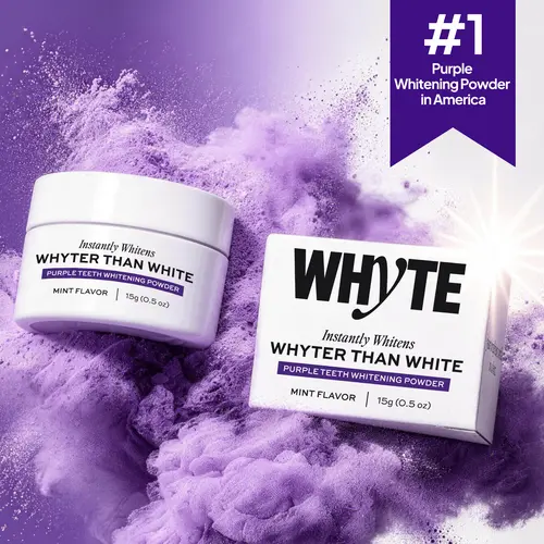 Whyte Purple Teeth Whitening Powder, Nano Hydroxyapate, PAP+, Xylitol. Sulfate Free Formula - Mint Flavor