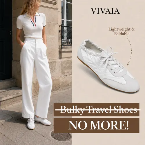 VIVAIA Women’s Round-Toe Re-Nylon Ballerina Sneakerina - 163g Lightweight, Sleek, Ultra-Slim Profile Casual Sports Shoes with Arch Support, Elastic Heel, Rubber Sole, 2 Lace Styles Fit Your Mood (EU Size 37, YANCY)