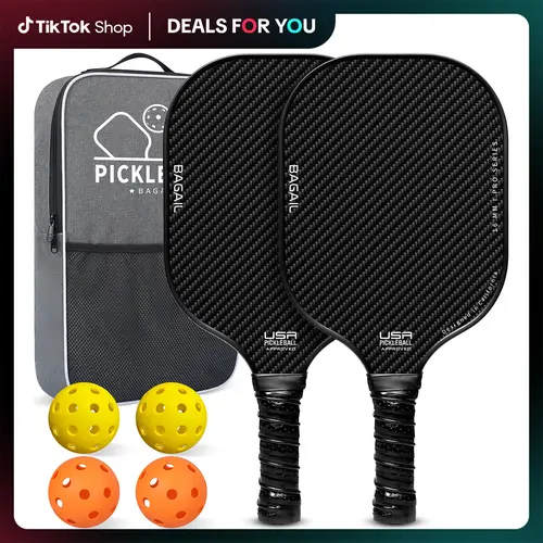 【Summer Wins】BAGAIL Pickleball Paddles, USAPA Approved Fiberglass Surface Pickleball Set, Lightweight Pickle Ball Rackets with 4 Balls, 1 Bag, Designed in California for Traction and Stability sport family