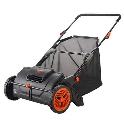 【DealsForYouDays】VEVOR 21-Inch Push Lawn Sweeper Leaf & Grass Collector with 3.5 cu. ft. Mesh Hopper Bag, 2 Spinning Brushes, Strong Rubber Wheels, Handle, Adjustable Height - Dad Gift, Gifts for Dad