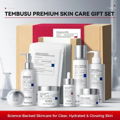 14-Day Skin Barrier Boost Tembusu Skincare Gift Set - All-in-One Scientific Skincare (Cleansing, Hydratin，Repairing, Brightening, Acne-Fighting, Firming & Anti-Wrinkle).  Gentle Formula for All Skin Types. Creates Flawless Glass Skin. 8-Piece Set! tiktoks