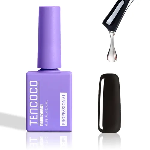 Tencoco 12ml No Wipe Clear-Top Coat Gel Nail Polish - Nail Care Cosmetic for Gel Manicure, Glossy Finish, Scratch Protection, Stain Resistance, Soak-Off UV/LED Formula, HEMA/TPO Free, Ideal Holiday Gift