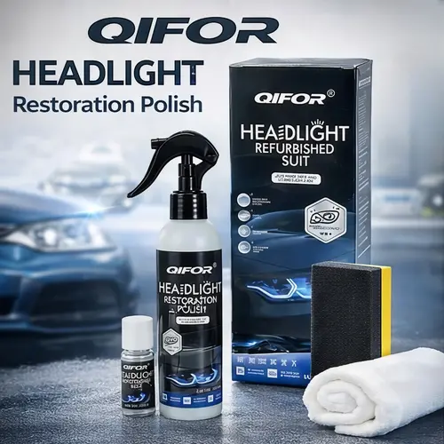 QIFOR Automotive Headlamp Restoration Fluid - Crystal Coating Agent for Oxidized, Yellowed, Blurred Headlamps & Fog Lights, DIY Car Care Car Detailing Product