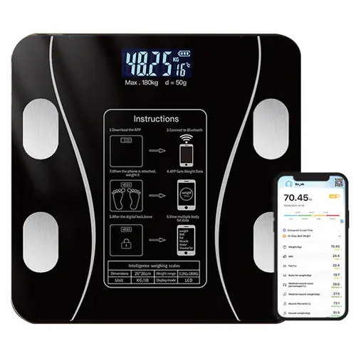 Smart Scale for Body Weight, Digital Bathroom Scale BMI Weighing Bluetooth Body Fat Scale, Body Composition Monitor Health Analyzer with Smartphone App, 400 lbs