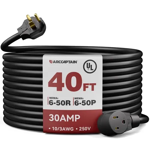 ARCCAPTAIN Heavy-Duty Pure Copper Wire Welder Extension Cable, 10 AWG, 30AMP, 250V Power Cord for Welding Tools, Father's Day Gift toolupgrade