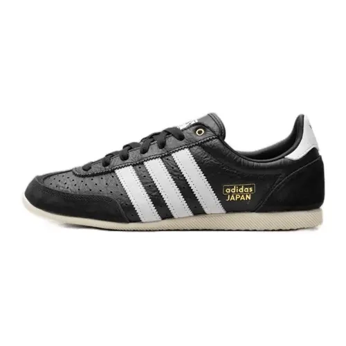 Adidas Japan Women’s Low-Top Classic 3-Stripes Casual Athletic Shoes - Black-White Leather Upper, Comfortable Fit, Minimalist Silhouette Elevates Basics, Retro-Inspired Clean Look, Versatile for Daily Wear