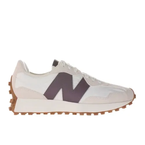 New Balance Women's 327 Neutral Tones Casual Sneakers - Linen/Sea Salt/Dark Ice Wine, Nylon Suede Upper, Maroon Accents, Lightweight Sporty Chic Footwear for Daily Walking & Gym Use