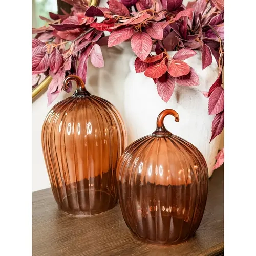 Simply Stunning Set of 2 Glass Pumpkin Cloches by Janine Graff