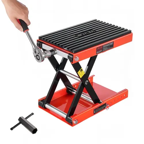 VEVOR Compact Motorcycle Scissor Jack Lift - 1200 lbs Capacity, 4.1-15 in Height, 14.2x8.7 in Wide Platform, Heavy Duty Steel Stand with Ratchet & Crank, Car Repair Tools for ATVs, Dirt Bikes, Home Repairs,toolupgrade