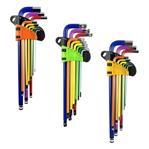 28PCS Premium Cr-V Steel Hex Wrench Set - Hand Tools with Metric 1.5-10mm, SAE 1/16"-3/8", Torx T10-T50, Size Slots, Torque Handle Precision Design, Compact and Portable, Easy of Use