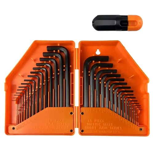 31PCS Cr-V Steel Hex Key Set with Torque Handle - Heavy Duty Hardware Multifunctional Wrench Set, Metric 0.7mm-10mm (0.7mm,2.5mm,3mm,4mm,6mm,8mm Slots), SAE 7/250"-3/8", Precision Mechanic Tools, 0.863kg Upgraded Hand Tool
