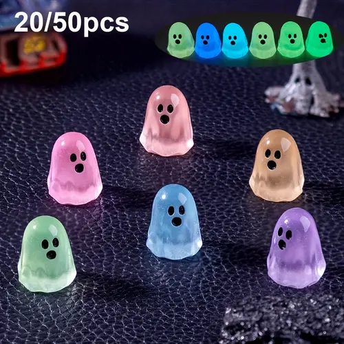 Random Cute Glow-in-the-Dark Ghost Lightweight Figurines, Cute Luminous Halloween Resin Figure Ornaments for DIY Decor & Micro Landscape #GLOBAL PICKS