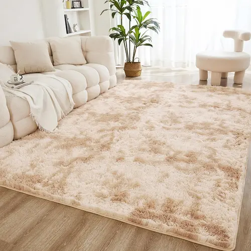 Litanika Shaggy Polyester Cozy Area Rug - Aesthetic Home Decor Fluffy Fur Anti-Slip Support Rug, Tie-Dye Modern Machine Washable Floor Mat, Multiple Sizes (5x7,8x10,9x12) - Ideal Housewarming Gift for Bedroom
