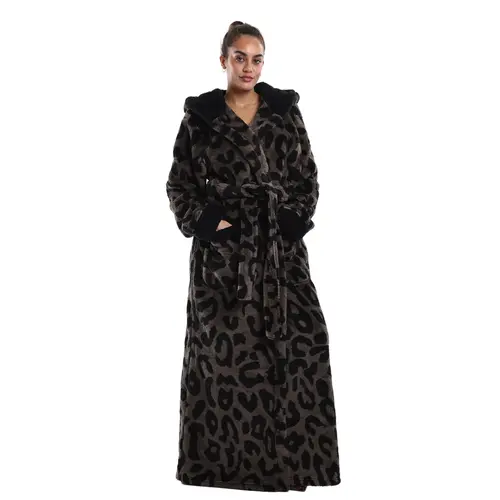 Msrlassn Cozy Soft Flannel Bathrobe Lined Color Block Hooded Robe for Women Thickened Long Sleeve Pyjamas Cute Print Home Sleepwear, Halloween One Size Fit Most, as Gift for Christmas