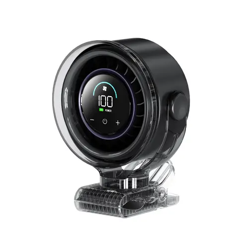 Coolhill Mini Portable Clip-On Fan - Cool Gadgets, Mini Useful Gifts, Desk Gadgets, 100 Speeds, Battery Powered, Wireless Rechargeable, 5000mAh Long-Life, Digital Display, Ultra Quiet, Durable, LED Light, for Office, Travel
