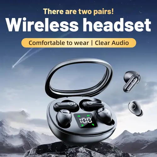 MSHUKCOE Wireless Headphones In-ear Design Noise Cancelling True Wireless Earbuds with Digital Display Bluetooth 5.4 Gaming Headset for Running Exercising Lightweight Fitness Earphones summerwins