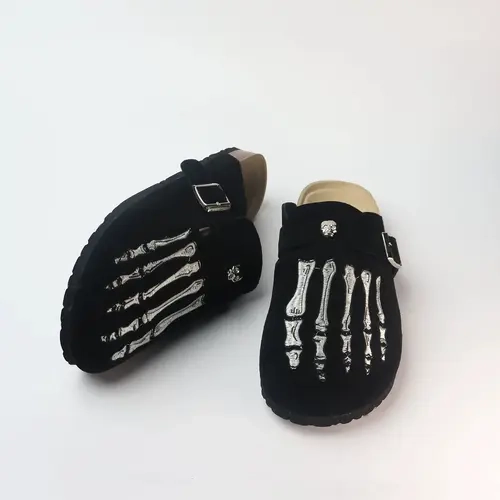 Skeleton Mule Slides - Gothic Punk Slip-On Shoes | Edgy Daily Style