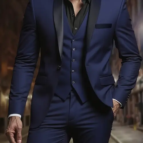 3 pcs Men's Elegant Suit, Slim Fit Tuxedo Set for Weddings & Formal Occasions, Long Sleeve Black Suit with White Shirt & Pants, Perfect for Office Meetings and Events, Business Attire Clothes, Durable Formal Wear