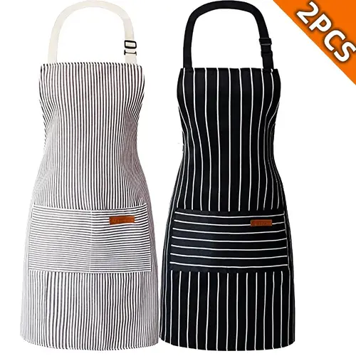 【Ready stock】Kitchen Cooking Aprons for Women and Men Adjustable Chef Apron with Pockets 2 PCs Multicolor，2 Pack Apron Unisex, Adjustable Bib Kitchen Apron, Cooking Apron, Aprons for Women Men with Pockets, Chef Aprons Strap Cleaning White Black&Brown t