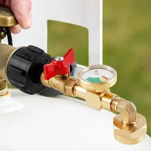 Propane Refill Adapter with Ball Valve, 300g PVC 1pc Tool, Glow-in-the-Dark Precise Pressure Gauge, Easy-to-Use Connector, Gas Cylinder Filling Accessory for Multiple Tank Sizes, Outdoor Refills, Tools & Hardware Gift for Men