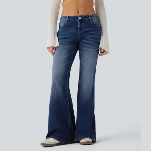 Halara Flex™ Low Rise Flare Washed Casual Jeans with Pockets