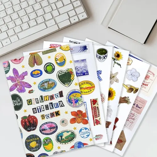 Girlhood Sticker Book - 2026 New Handmade Korean Paper Sticker Book with 1260+ Pcs Cute Retro Vintage Japanese Aesthetic Kawaii Art Illustrations, Craft Stamp DIY Scrapbooking Supplies, Creative DIY Gifts Perfect for Teens and Friends