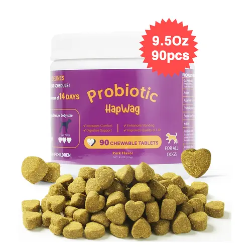 HAPWAG 8-in-1 Dog Multivitamin Soft Chews - Natural, Universal, Pork Flavor, Probiotics, Fructooligosaccharides, Krill Oil, Gut & Immune Support, 90 Treats for All Ages Dogs