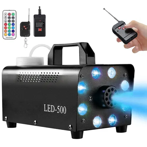 800W Fog Machine Halloween, 9 LED Lights 13 Colors, Overheat Protection, Smoke Machine with Wireless Remote Control, with Strobe Effect, Suitable for Wedding Stage Halloween Holiday Parties, Adjustable Led Lights, Atmosphere Light, Colorful Party Light
