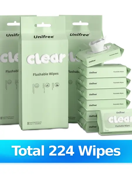 Unifree Flushable Toilet Wipes, Mini Travel Friendly Pack, Gentle Flower Scented Clean Wipes Set, Septic & Sewer Safe Home Care Essentials, DealsForYouDays, summerwins