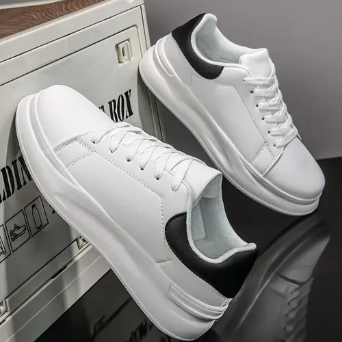 Unisex's Sporty Athletic Lace Up Low Top Skate Shoes, Casual Comfortable Non-slip All Seasons Sneakers, Fashionable Skate Shoes for Daily Wear, Closed, Sports Shoes, Walking Shoes, Lightweight Breathable Sneakers, Trendy Trainers, Nonslip Trainers