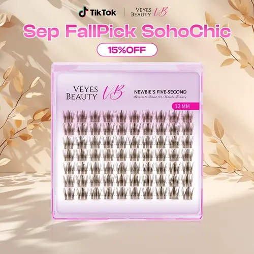 VEYESBEAUTY Brown Manga Wispy Lash Clusters, Invisible Band Cosmetic Eyelash Extensions, Soft Lightweight DIY False Lashes for Brown Eyelash Aesthetic Makeup
