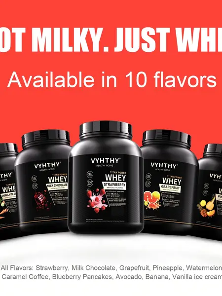 VYHTHY Whey Protein Powder - 10 Fruit Flavors, 28g Protein,  High-Quality Whey Isolate & Concentrate, Supports Muscle Growth & Recovery - Healthcare Fitness Supplement