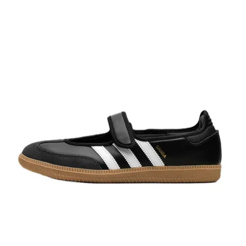 Adidas Women's Samba Jane Feminine Leather Upper Sneakers - Black, White & Gum, Classic Sleek Closed Athletic Footwear, Casual Walking Sneakers, Easy-Match for Daily Outfits, Built for Casual Walking and Errands