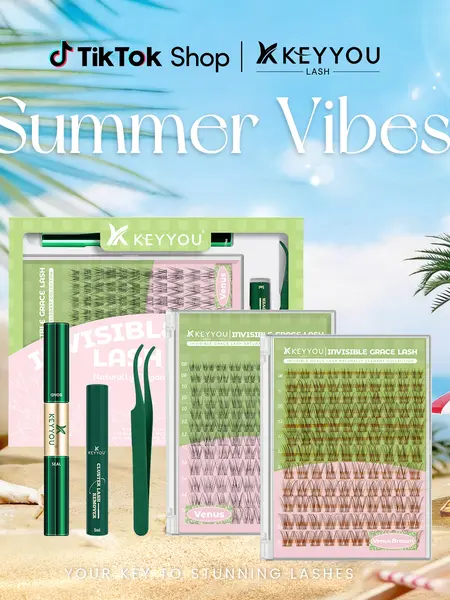 KEYYOU Venus DIY Lashes Clusters Invisible Band Natural Soft Waterproof Lash Extension Easy to Apply at Home Cosmetic Makeup Volume False Eyelashes