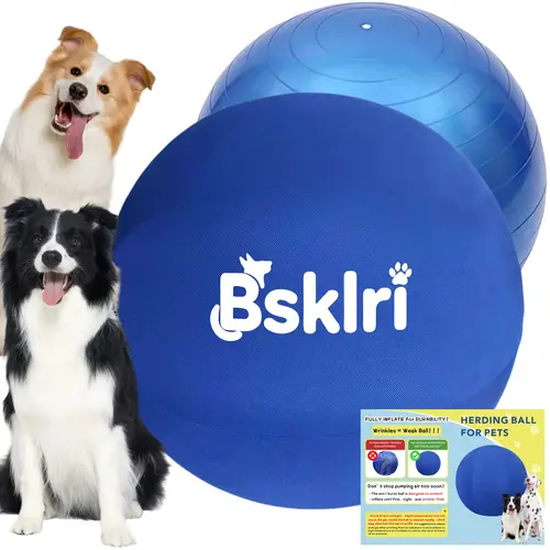 Inflatable Herding Ball for Dogs - Fabric Interactive Training Ball, Push & Chase Outdoor Toy for Herding Exercise & Mental Stimulation (Not for Aggressive Chewers, 100% Satisfaction Guaranteed)