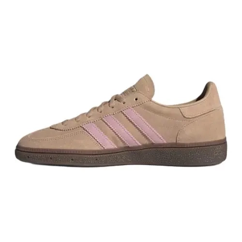 Adidas Handball Spezial Women’s Casual Sneakers - Warm Sandstone/Clear Pink, Vintage Retro Look, Soft Suede, 3-Stripes, Durable Gum Sole, Fresh Feminine Touch, Casual Wear Appeal