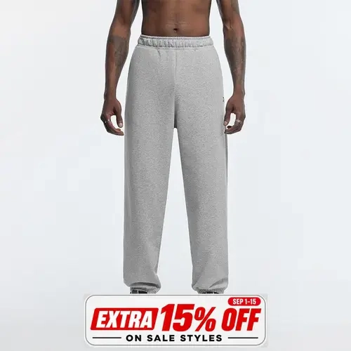 ANTA MEN Knit Track Pants Grey Heather Color with Minimalistic Design and Logo Detailing Athleisure Gym Workout Casual Activewear Fall Training