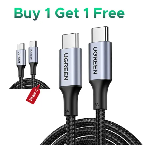 (Buy 1 Get 1 Free) UGREEN USB C to USB C Cable ,100W Type C Flow Cord, Fast Charging for iPhone 17/16 Series, MacBook Pro 2020, iPad Pro, Dell XPS, Samsung Galaxy S24/S23/S22 Ultra, Switch, Pixe,3.3FT Black, portable charger,tiktokshopfalldealsforyou