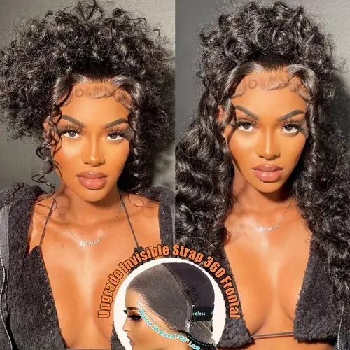 [22" Flash Sale] Ashimary Water Wave Invisi-Strap Snug Fit 360 Skin Lace Frontal Human Hair Wig Bleached Knots With Drawstring