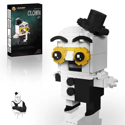 BUILDIFY Buildify Art The Clown Building Block Toy Terrorist Model Set with Yellow Glasses Collection of Classic Movie Villains 102 PCS for Boys and Girls Ages 6+ Ideal Birthday Gift