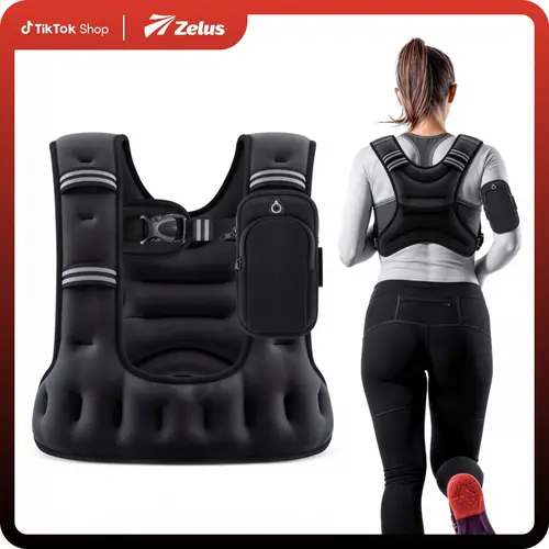 ZELUS ,U-Shaped Weighted Vest for Women Men,6/8/12/16/20lb Weight Vest with Arm Pouch, Reflective Strips,Rucking Vest for Strength Training Muscle Building,Walking, Running, Fitness Workout Equipment|#TikTokShopFallDealsForYou