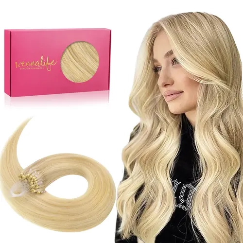 WENNALIFE Micro Link EasyFit Hair Extensions Human Hair 50g 50s 14 Inch to 24 Inch Light Blonde Highlighted Golden Blonde Remy Micro Bead Hair Extensions Real Human Hair Micro Ring Hair Straight summer hair extensions  #TikTokShopFallDealsForYou #sohochic